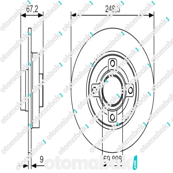4246Z9 CITROËN C4 Coupe Coupe 2004 Arka Fren Diski 0986479279 [249 /98MM]